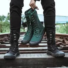 Botas Martin de cano alto masculinas, acampamento ao ar livre, selva, caminhadas, língua, peça única, à prova de deserto