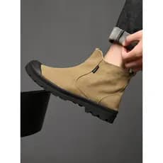 Botas Martin de lona de alta qualidade, sapatos casuais masculinos com zíper lateral, botas gerais para uso externo, bot