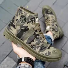 Botas de trabalho camufladas masculinas de sola grossa respirável sapatos de lona de alta qualidade ao ar livre sapatos
