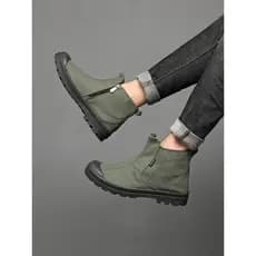 Martin botas masculinas de alta qualidade sapatos de lona zíper lateral ao ar livre botas de trabalho manga à prova de a