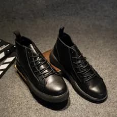 Martin botas masculinas de cano médio botas masculinas verão velo-velo botas de algodão quente botas de couro preto brit