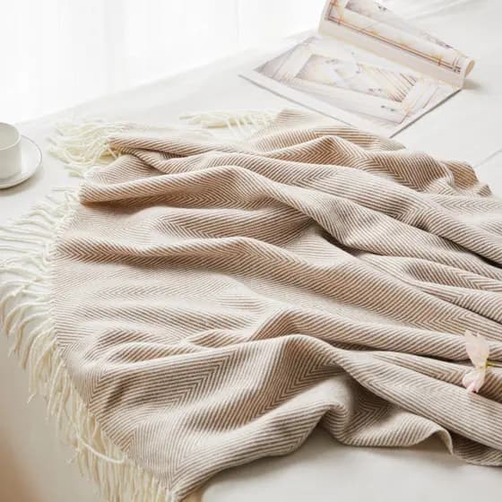 Moderno simples simétrico espinha de peixe padrão borla cobertor sala estar sofá cobertor cama do Hotel cobertor cabecei