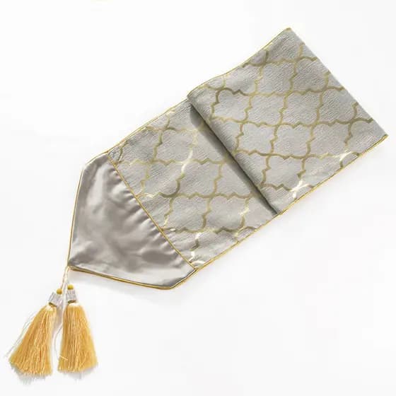 Simples moderno neoclássico cinza ouro corredor de mesa modelo quarto Jacquard padrão cama corredor luz luxo mesa jantar