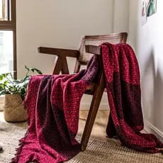 Ano do cavalo cobertor vermelho escritório quarto almoço pausa moderno geométrico contraste grade borla malha verão cobe