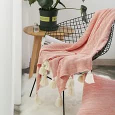 Quarto ar condicionado cobertor de malha borla almoço Break cobertor americano rosa malha lã cobertor Hotel toalha cabec