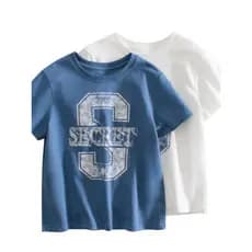 GRRRR Roupas infantis de algodão puro Roupas infantis de verão Camiseta infantil de manga curta Meninos Crianças grandes