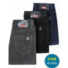Calças de veludo masculinas inverno exterior wear mais veludo listrado calças masculinas pai usar calças casuais calças