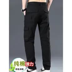 Calças masculinas primavera solta calças de perna reta esportes Multi-bolso calças casuais calças compridas ao ar livre