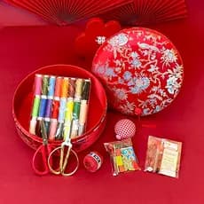 Conjunto de caixa de costura de grandes dimensões, dote de celebração de casamento, suprimentos domésticos retrô, Kit de