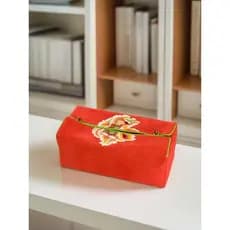 Caixa de tecido criativa chinesa, caixa de papel para sala de estar, mesa de centro, jantar, casamento, camurça, bordado