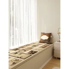 Almofada bege para janela saliente, estilo Medieval, retrô, janela saliente, cama mestre, varanda, janela saliente, cobe
