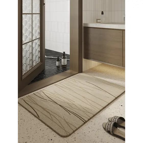Nordic simples imitação de linho toalete absorvente tapete do banheiro antiderrapante casa entrada do banheiro pé tapete