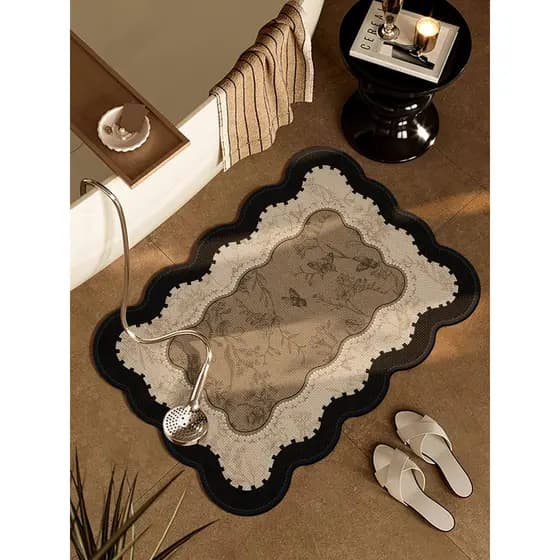 Francês Retro imitação de linho banheiro dedicado tapete de chão toalete absorvente de água de secagem rápida porta do b