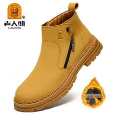 Sapatos masculinos de cabeça de idosos botas Martin de inverno botas masculinas de lã de lã quente botas de ruibarbo bot