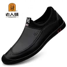 Cabeça de idosos carro-chefe respirável sapatos de couro Casual masculino couro genuíno sola macia deslizamento em capa