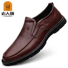 Sapatos de couro cabeludo para idosos masculinos primavera couro genuíno negócios formais sapatos casuais masculinos de