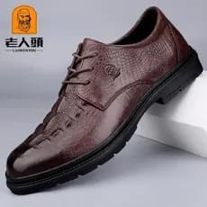 Sapatos de couro masculinos com padrão de crocodilo, cabeça idosa, couro genuíno, sapatos masculinos de alta qualidade,