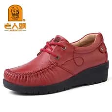 Sapatos de mãe de couro genuíno para cabeça de idosos Sapatos de couro femininos Sola macia Idosos de meia-idade Sapatos