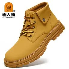 Sapatos masculinos de cabeça de idosos forro de lã quente de inverno couro genuíno sapatos casuais de algodão masculinos