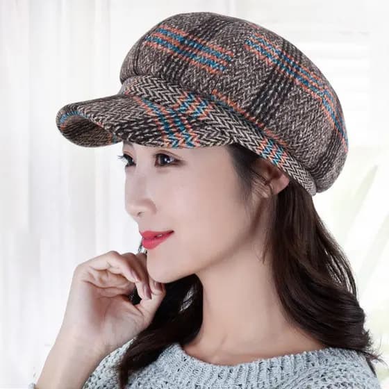 Chapéu feminino outono inverno boina moda elegante senhoras moda chapéu Retro britânico octogonal chapéu pintor chapéu A