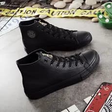 2026 Novos produtos sociais da moda sapatos masculinos de cano alto couro pu à prova d'água puro todos pretos sapatos de