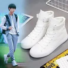 Mesmo estilo do tfboys sapatos Wang Junkai alta qualidade interior aumentando sapatos de lona branca menina estudante sa