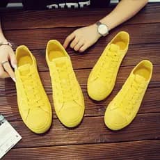 Primavera respirável sapatos de lona masculino baixo-topo sapatos casuais amarelo todo preto todo branco rendas versão c