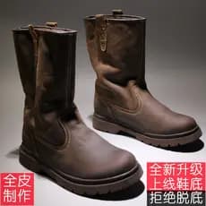 Botas masculinas de couro genuíno de alta qualidade botas de couro botas longas botas altas botas de ciclismo manter que