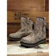 Europeu americano moda leopardo impressão crina botas curtas femininas 2025 novo estilo outono inverno forro de lã sapat