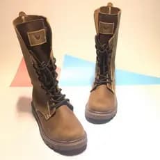 Botas Martin de couro genuíno Vintage, botas femininas de cano alto, estilo britânico, sola grossa, botas de couro de ca