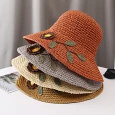 Chapéu de palha feminino verão dobrável beira-mar praia chapéu feminino férias pára-sol chapéu de sol feminino versão co