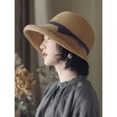 Chapéu de palha feminino 2024 novo estilo verão legal chapéu balde protetor solar chapéu de sol simples moda chapéu de s