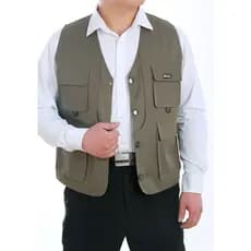 Colete para idosos de meia-idade, masculino, primavera, outono, repórter, fotografia, fino, ao ar livre, multibolso, dir