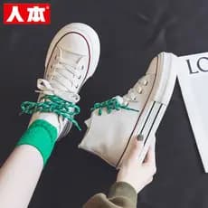 Versão humana sapatos de lona de alta qualidade de sola grossa feminino 2026 primavera novo estilo respirável tênis casu