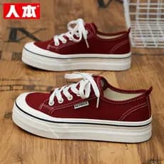 Sapatos de lona vermelhos humanos femininos 2026 primavera novo estilo sola macia não cansado pé sola grossa tênis femin