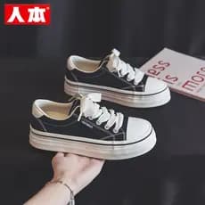 Human Ben sapatos de lona de sola grossa feminino 2026 primavera novo estilo tênis casuais de sola grossa respirável sap
