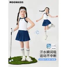 Lua moonkids roupas infantis meninas terno esportivo saia verão novo estilo saia de tênis infantil colete de secagem ráp