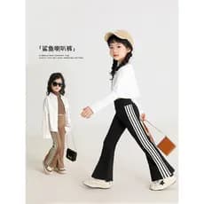 Meninas calças largas primavera outono calças de tubarão de alta elasticidade Micro-La Yoga Leggings primavera crianças