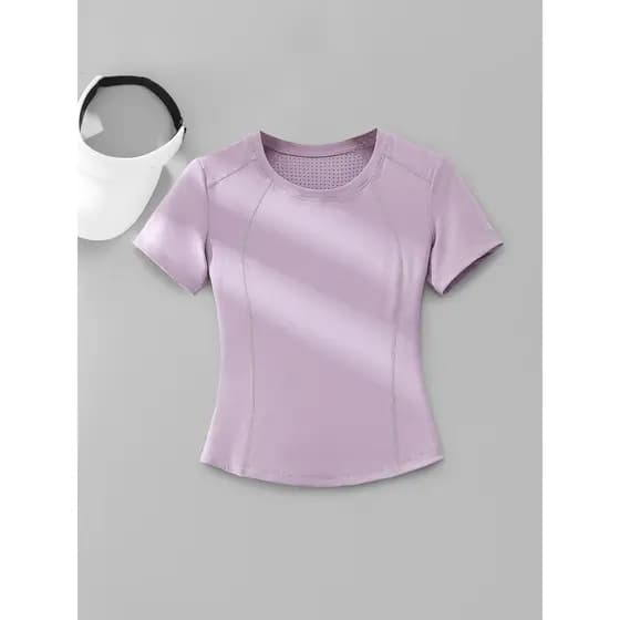 Esportes topo feminino verão 2026 novo estilo correndo Fitness Yoga roupas de manga curta roupas de secagem rápida High-