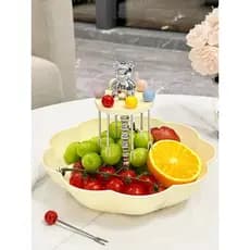 Novo prato de frutas sala de estar mesa de café doméstico aço inoxidável garfo de frutas conjunto sobremesa de alto valo