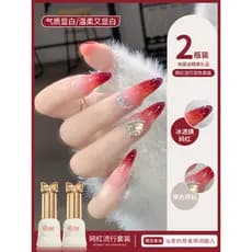 Verão venda quente vermelho unha polonês cola 2025 novo estilo clareamento piscando gelo transparente manicure cola mani