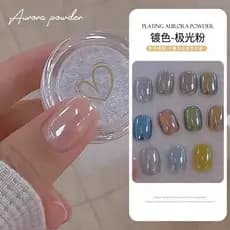 Manicure destaque galvanoplastia pó Aurora pó espelho Super brilhante cristal chapeamento em pó espelho mágico fada Hail