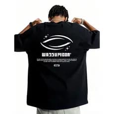 WASSUP American High Street Heavy Cotton Camiseta de manga curta masculina verão 2026 novo estilo solto Top grande