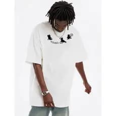 WASSUP Street Wear Camiseta de manga curta masculina 2026 novo estilo verão pesado puro algodão Casual branco simples ca