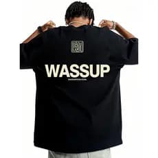 WASSUP American Print Solto oversize Street Wear Camiseta de manga curta masculina verão 2026 novo estilo Top pesado