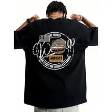 WASSUP American Street Wear High Street Heavy Algodão Camiseta de manga curta masculina 2026 Novo estilo solto Top grand