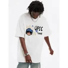 WASSUP Carta LOGOTIPO Impresso Camiseta Masculina de Manga Curta Verão 2026 Novo Estilo Street Wear Camiseta de Algodão