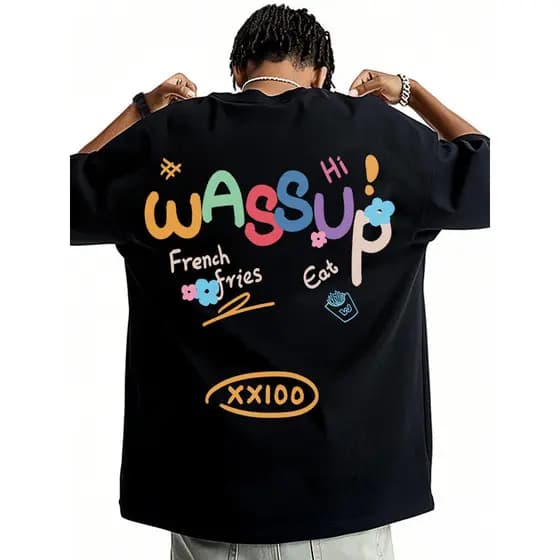 WASSUP Street Wear Carta Branca Camiseta de Manga Curta Estudante Pesado Algodão Puro 2026 Novo Estilo High Street ins T