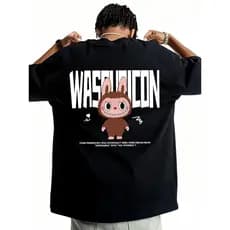 WASSUP American High Street Camiseta de manga curta masculina verão solta Casual All-Match puro algodão casal em torno d