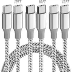 Cabo USB C KYEHD, Pacote com 3 Cabos de 10FT 60W para Carregamento Rápido USB C para USB C, Cabo Carregador Tipo C Duráv